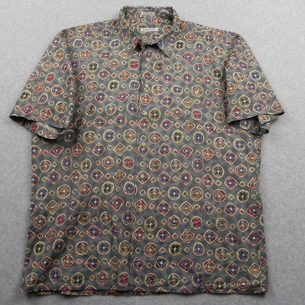 Burma Bibas Shirt Mens XL Casual Pocket Button Colorful Patterned Short Sleeve